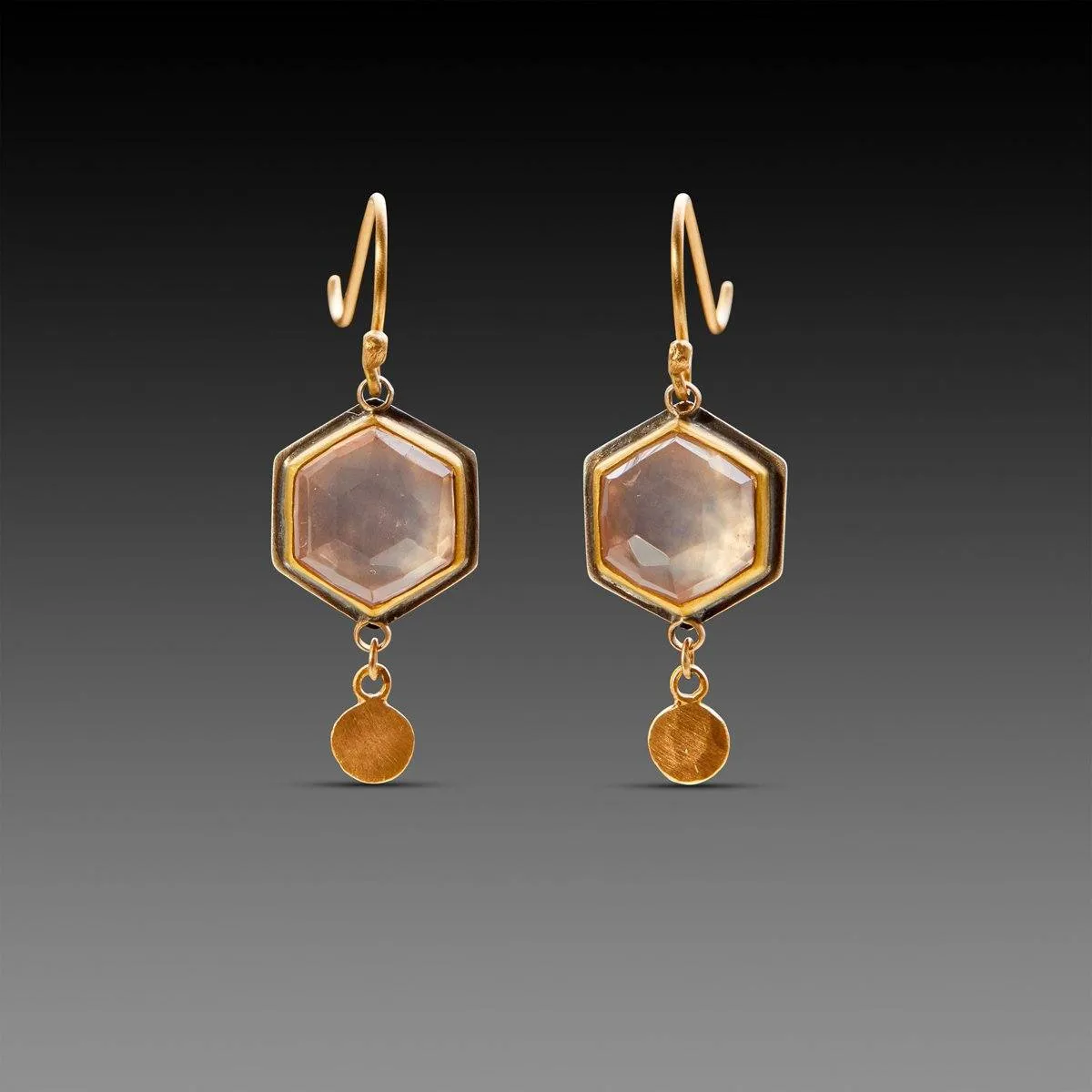 Rose Quartz Hexagon Earrings,Jewelry Delicate & Elegant