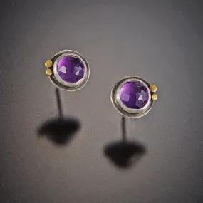 Round Amethyst Stud Earrings,Jewelry Delicate & Elegant