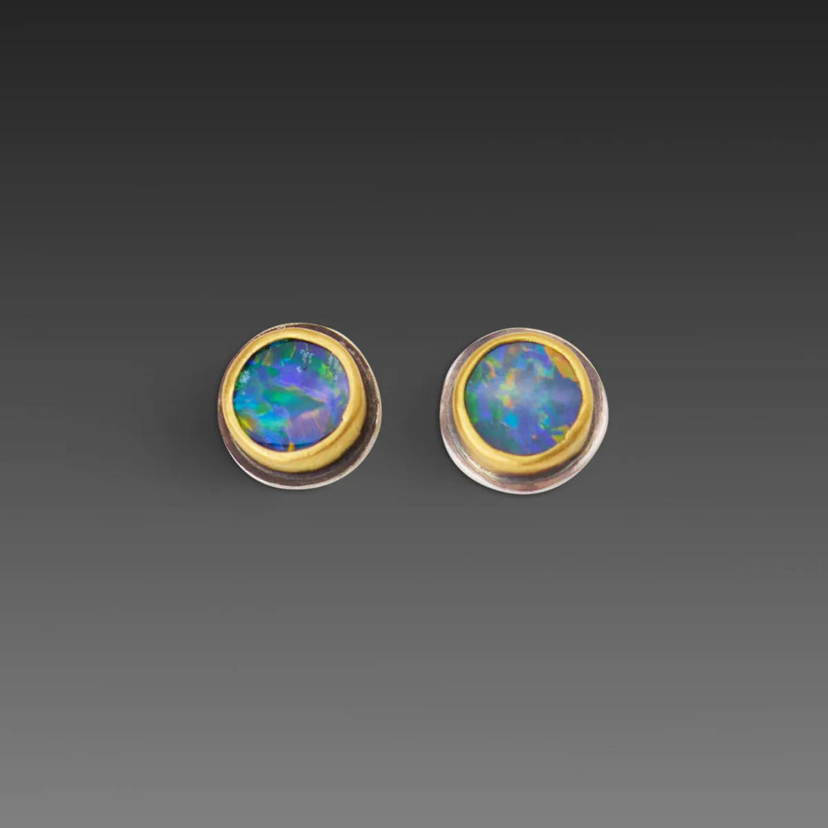 Round Australian Opal Stud Earrings,Jewelry Delicate & Elegant