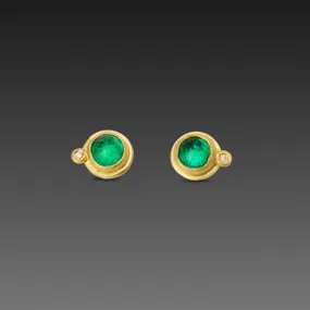 Round Emerald Stud Earrings,Jewelry Delicate & Elegant