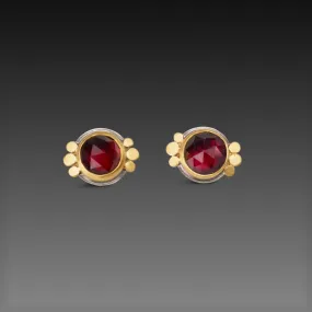 Round Garnet Stud Earrings with Trios,Jewelry Delicate & Elegant