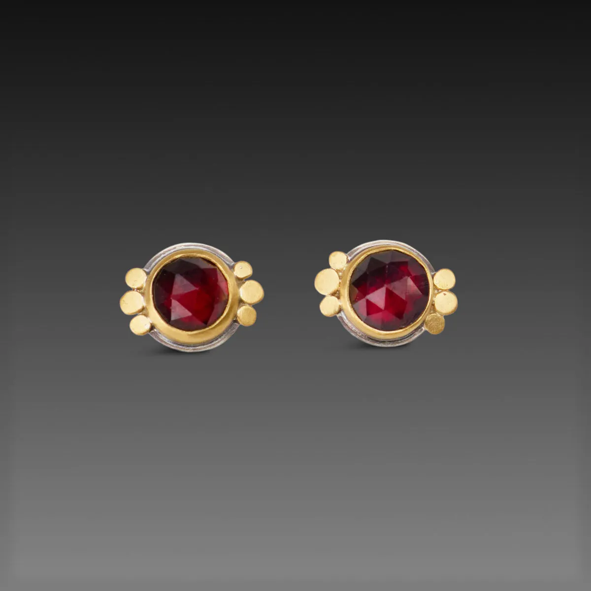 Round Garnet Stud Earrings with Trios,Jewelry Delicate & Elegant