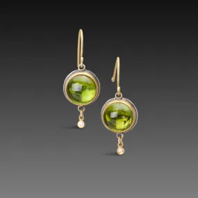 Round Green Tourmaline Earrings,Jewelry Delicate & Elegant