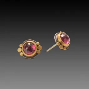 Round Rhodolite Garnet Stud Earrings,Jewelry Delicate & Elegant