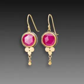Round Ruby Earrings with Gold Trios,Jewelry Delicate & Elegant