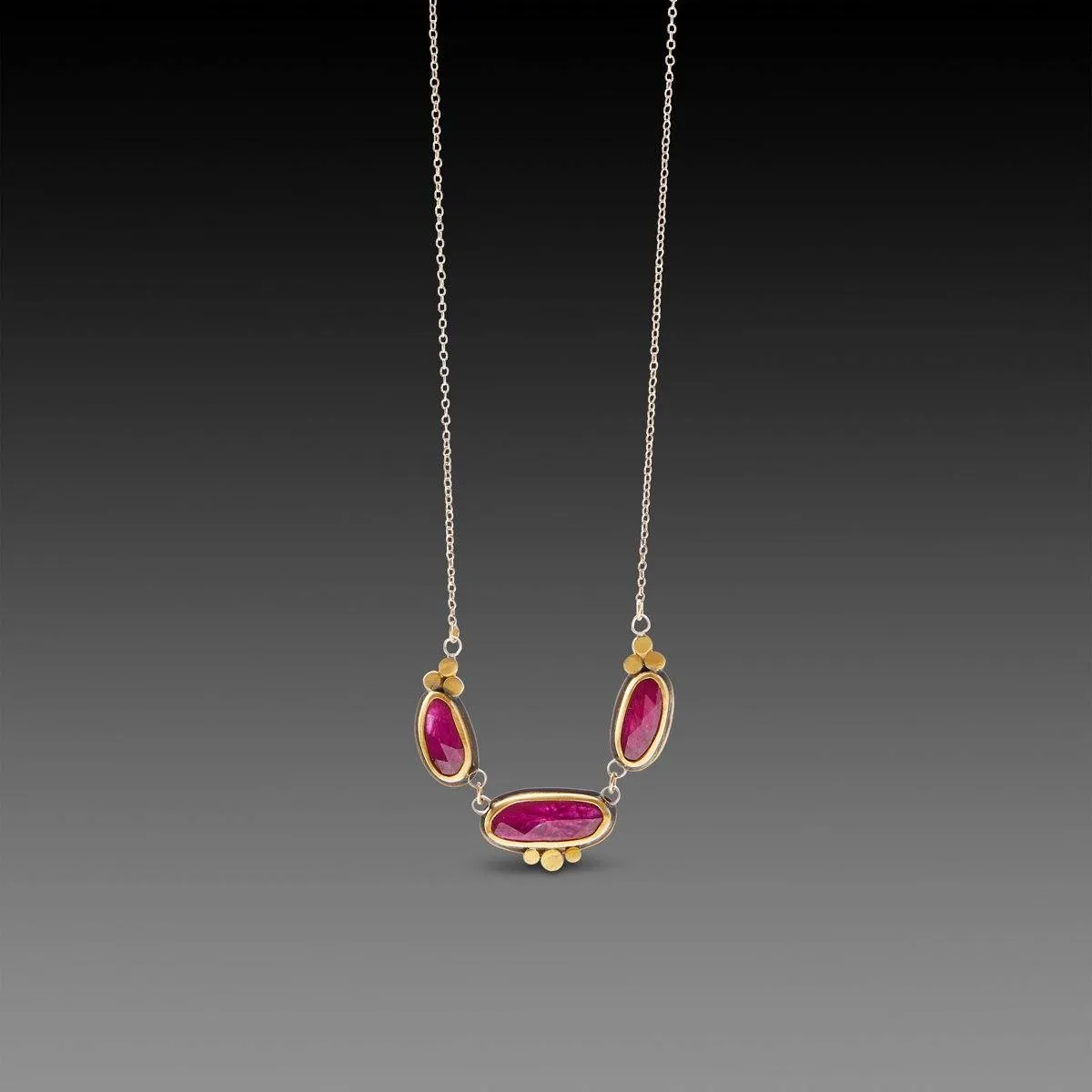Rubies with 22k Gold Trios Necklace,Jewelry Delicate & Elegant