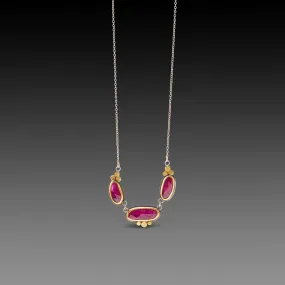 Rubies with 22k Gold Trios Necklace,Jewelry Delicate & Elegant