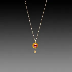 Ruby and Gold Disk Necklace,Jewelry Delicate & Elegant