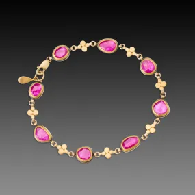 Ruby and Gold Linked Bracelet,Jewelry Delicate & Elegant