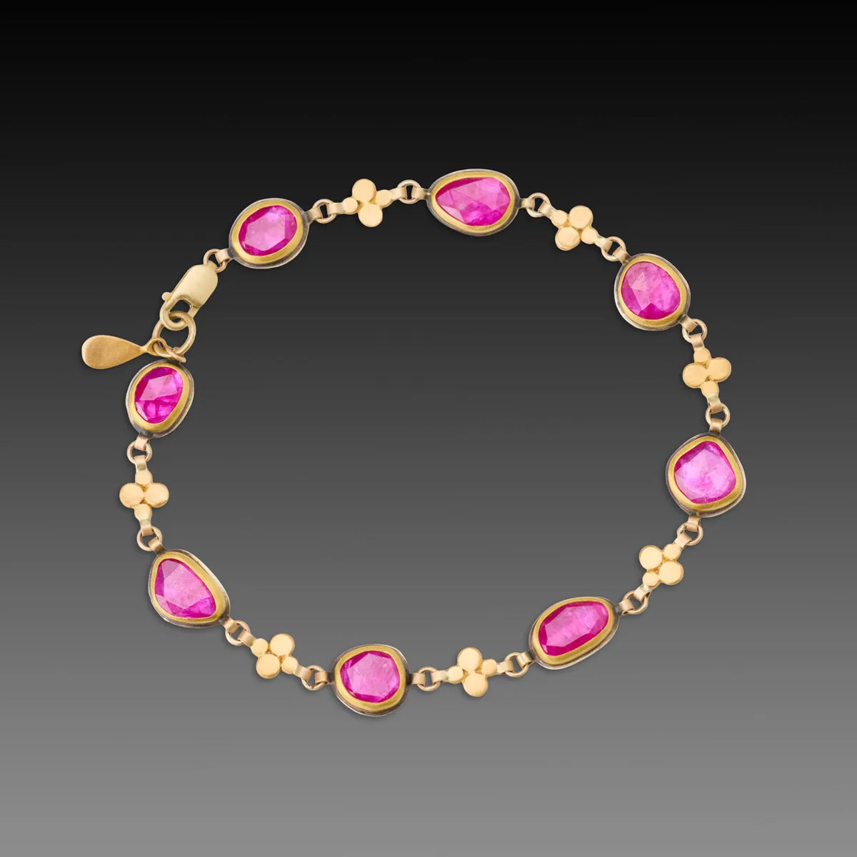 Ruby and Gold Linked Bracelet,Jewelry Delicate & Elegant