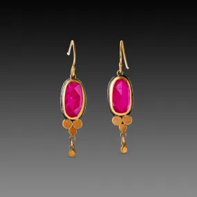 Ruby Drop Earrings with Gold Trios,Jewelry Delicate & Elegant