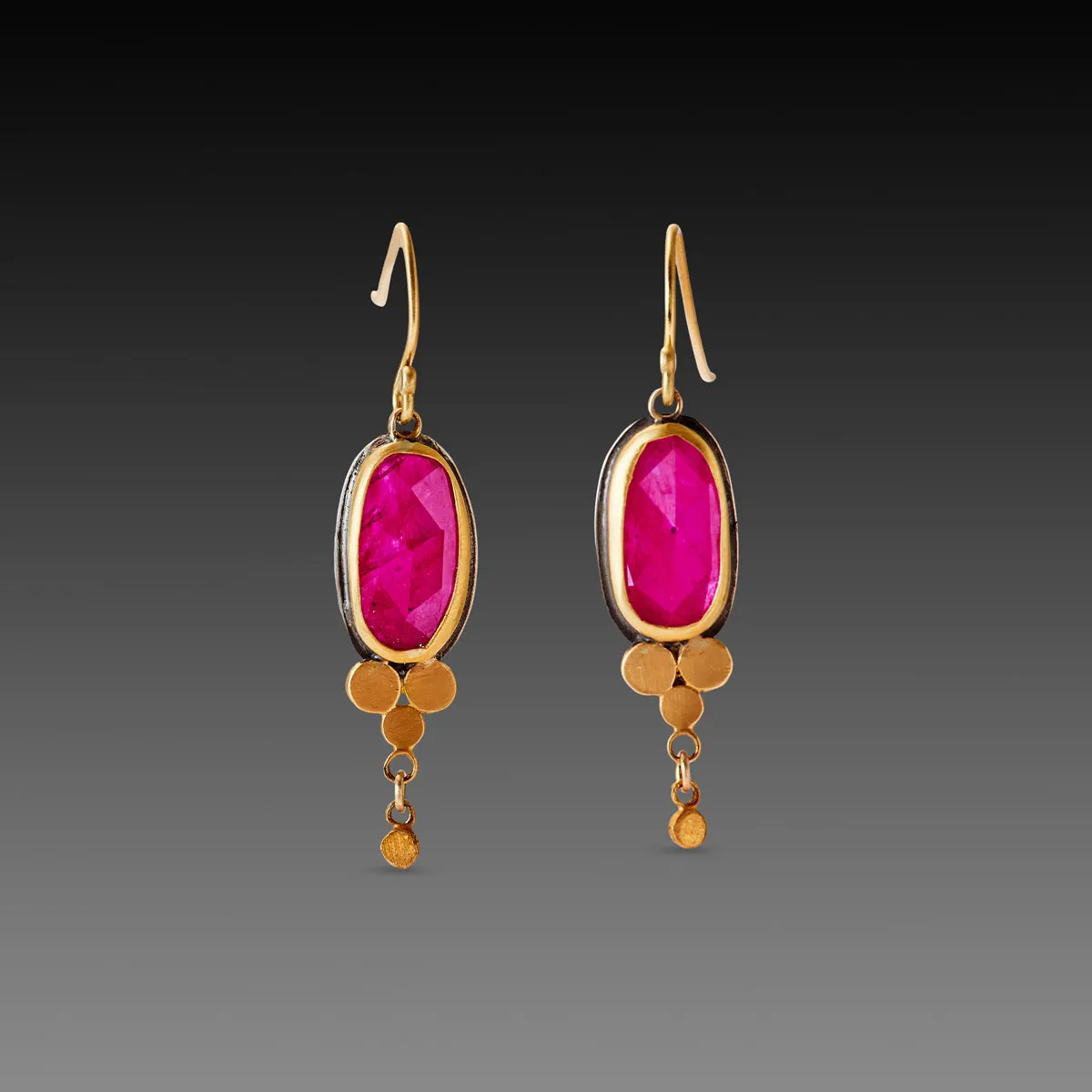 Ruby Drop Earrings with Gold Trios,Jewelry Delicate & Elegant