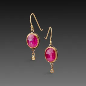 Ruby Earrings with Diamond Drops,Jewelry Delicate & Elegant