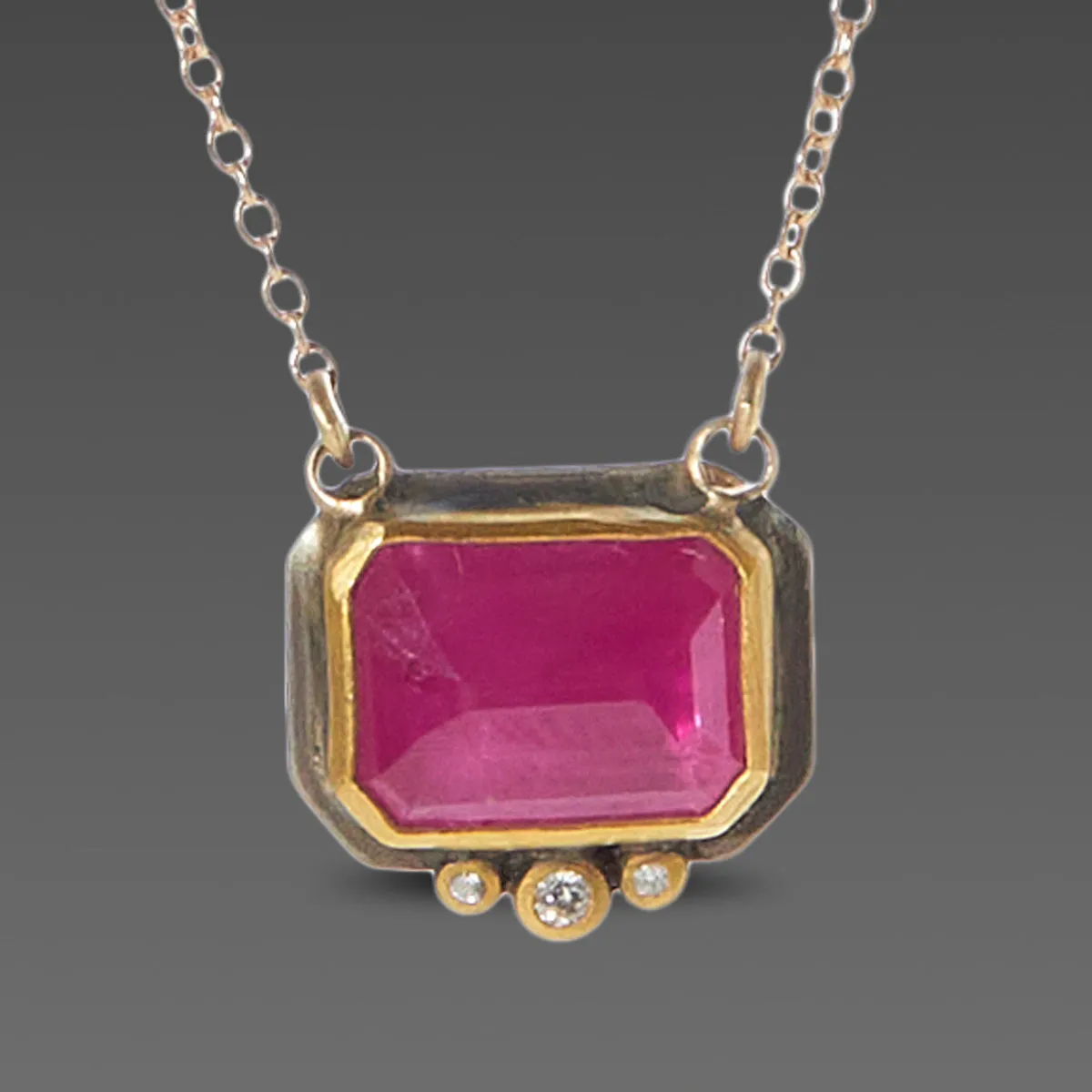 Ruby Necklace with Diamonds,Jewelry Delicate & Elegant