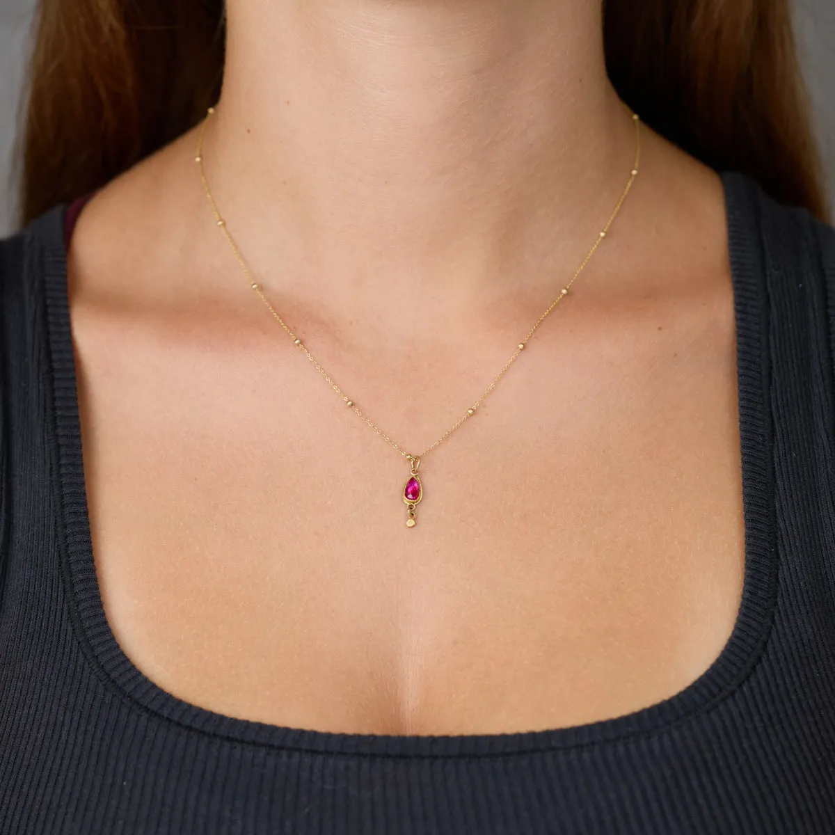 Ruby Teardrop Necklace,Jewelry Delicate & Elegant