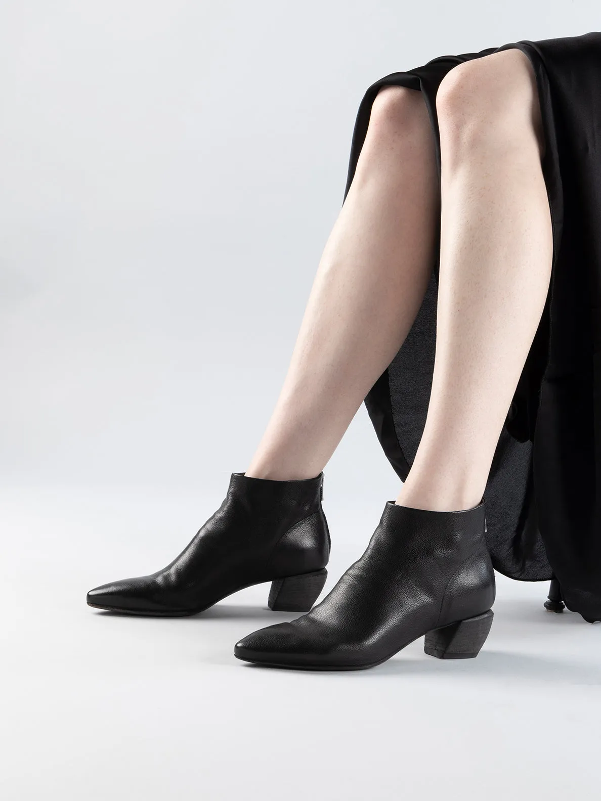 SALLY 001 - Black Leather Booties,Women