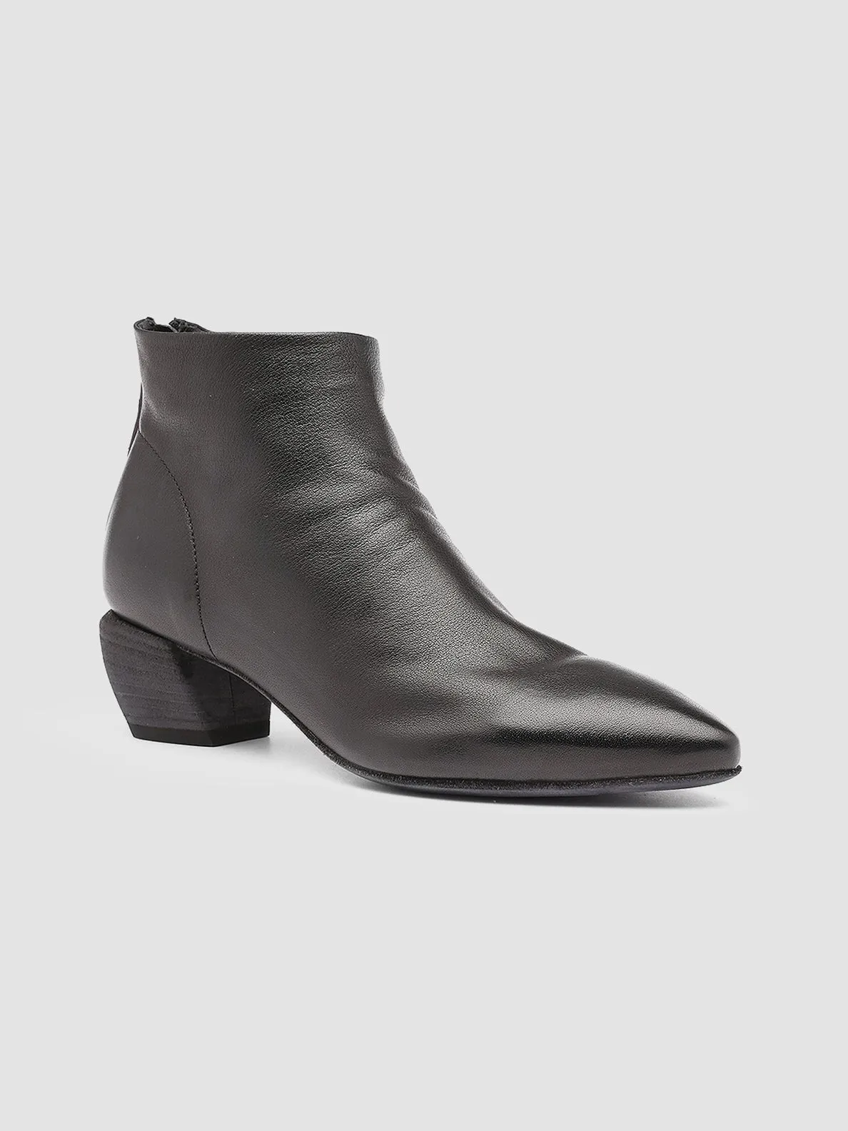 SALLY 001 - Black Leather Booties,Women
