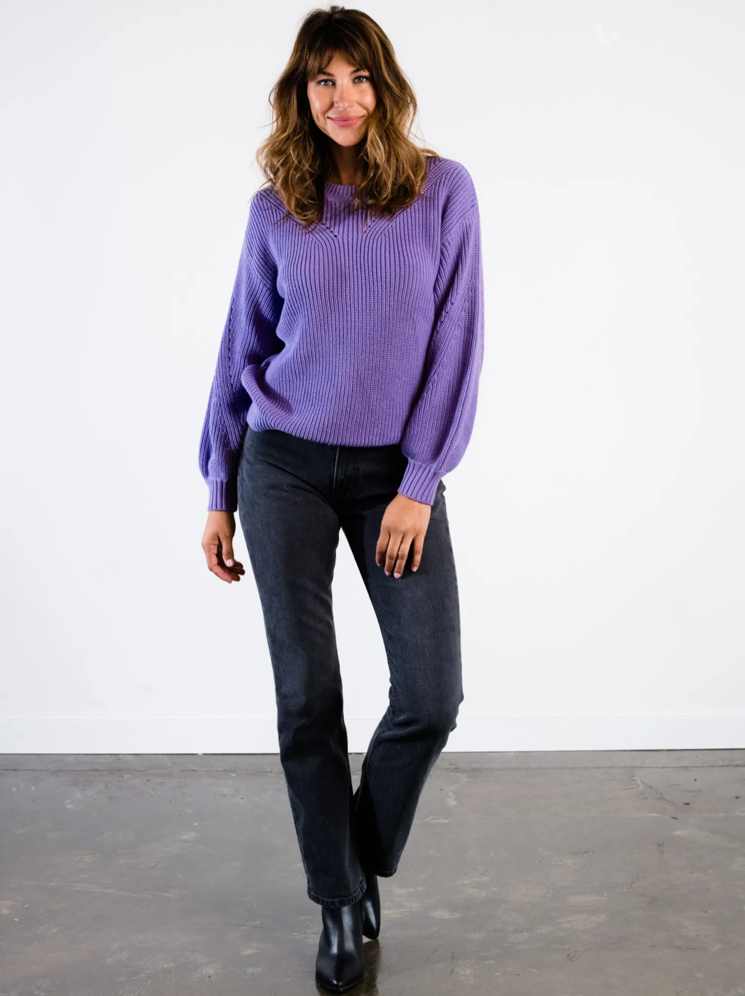 Sarah Billow Sleeve Sweater - French Lilac,Women Sweaters