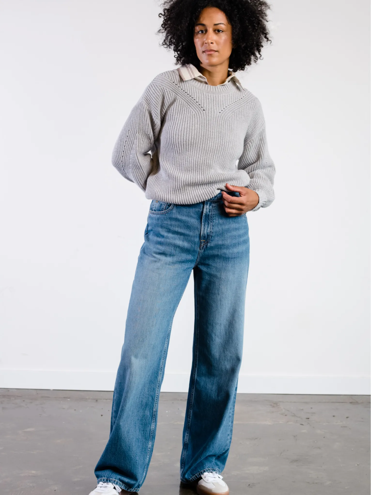 Sarah Billow Sleeve Sweater - Heather Grey,Women Sweaters