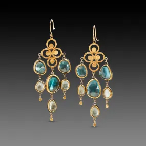 Shades of Blue Topaz Chandelier Earrings,Jewelry Delicate & Elegant