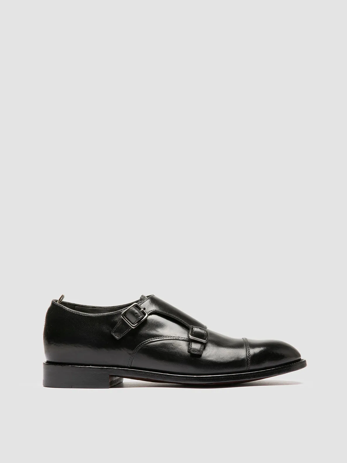 SIGNATURE 004 - Black Leather Monk Shoes,Men Derby Shoes