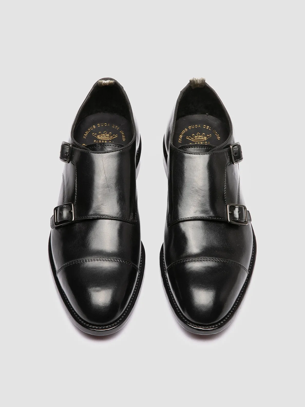 SIGNATURE 004 - Black Leather Monk Shoes,Men Derby Shoes