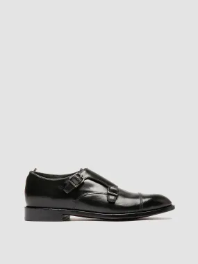SIGNATURE 004 - Black Leather Monk Shoes,Men Derby Shoes