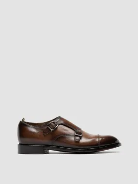 SIGNATURE 004 - Brown Leather Monk Shoes,Men Derby Shoes