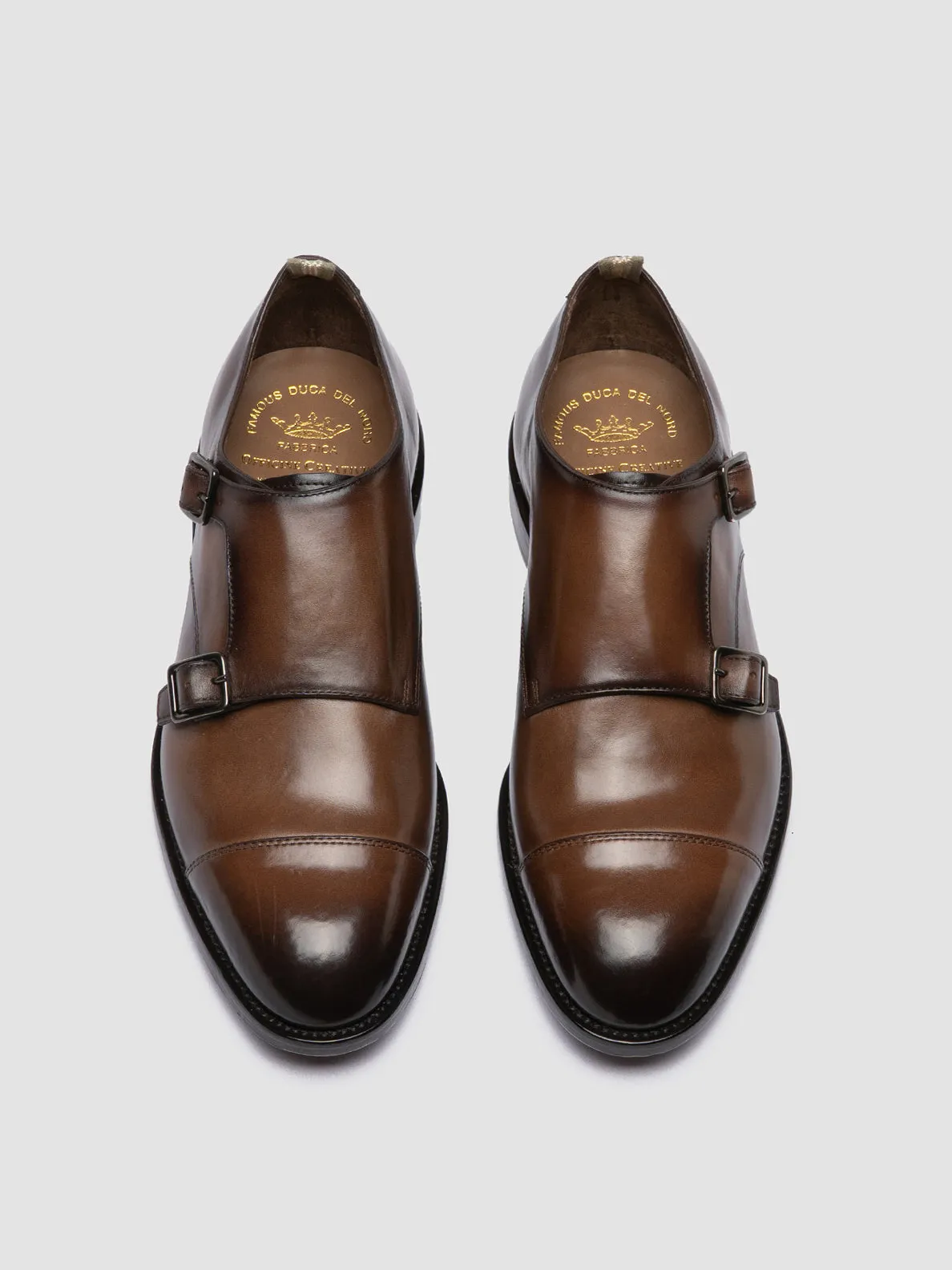 SIGNATURE 004 - Brown Leather Monk Shoes,Men Derby Shoes
