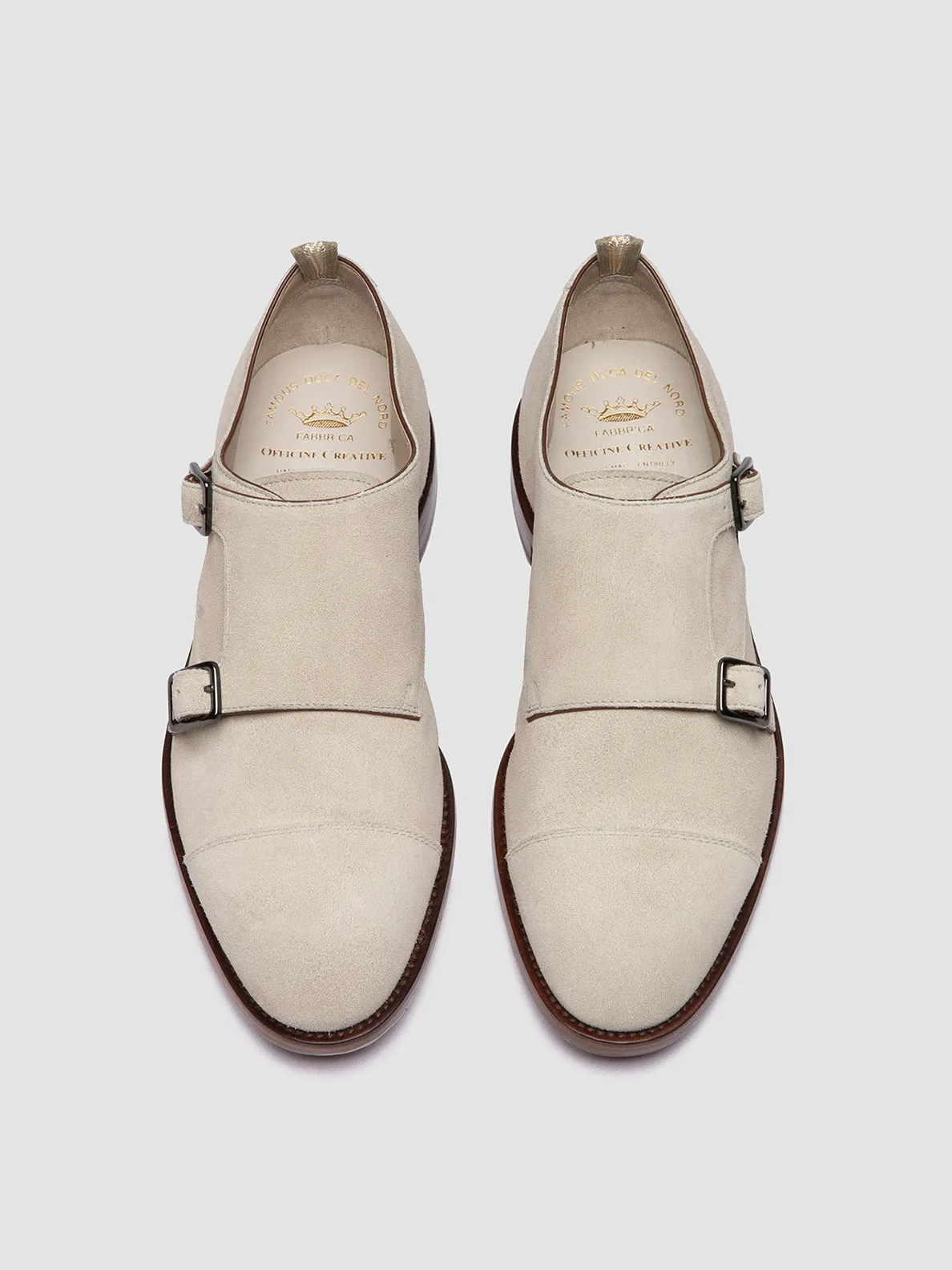 SIGNATURE 004 - Ivory Suede Monk Shoes,Men Derby Shoes