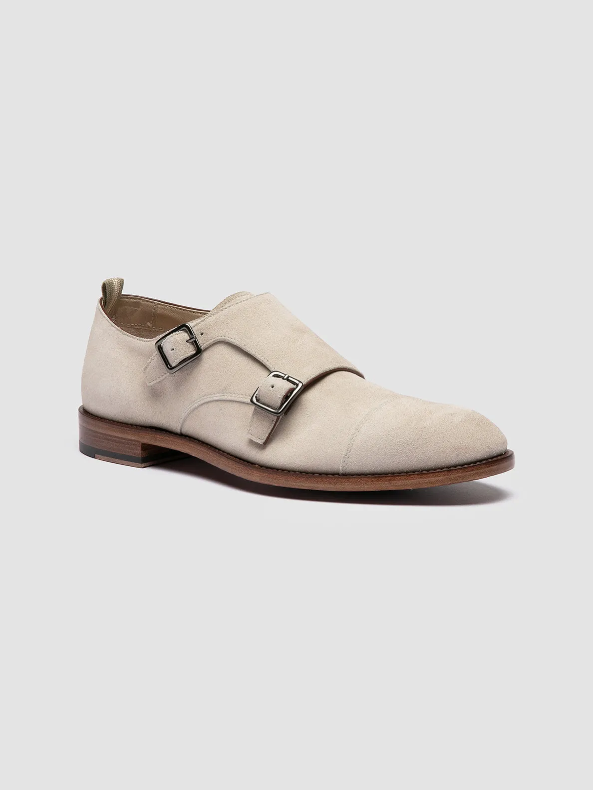 SIGNATURE 004 - Ivory Suede Monk Shoes,Men Derby Shoes