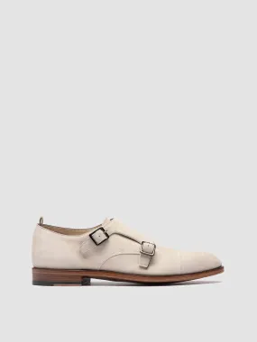 SIGNATURE 004 - Ivory Suede Monk Shoes,Men Derby Shoes