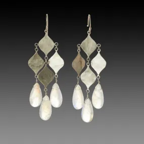 Silver Chandelier Earrings with Moonstone Drops,Jewelry Delicate & Elegant