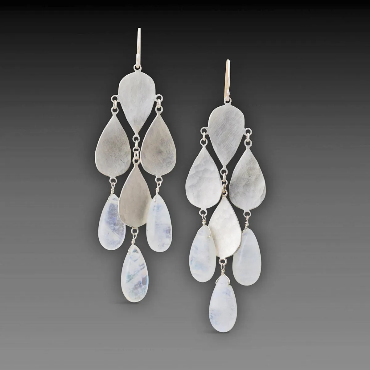 Silver Chandelier Teardrop Earrings with Moonstones,Jewelry Delicate & Elegant