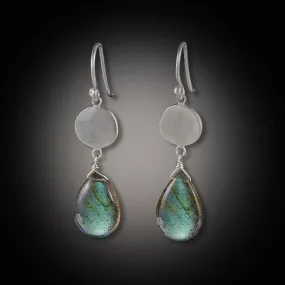 Single Disk with Labradorite Drop Earrings,Jewelry Delicate & Elegant