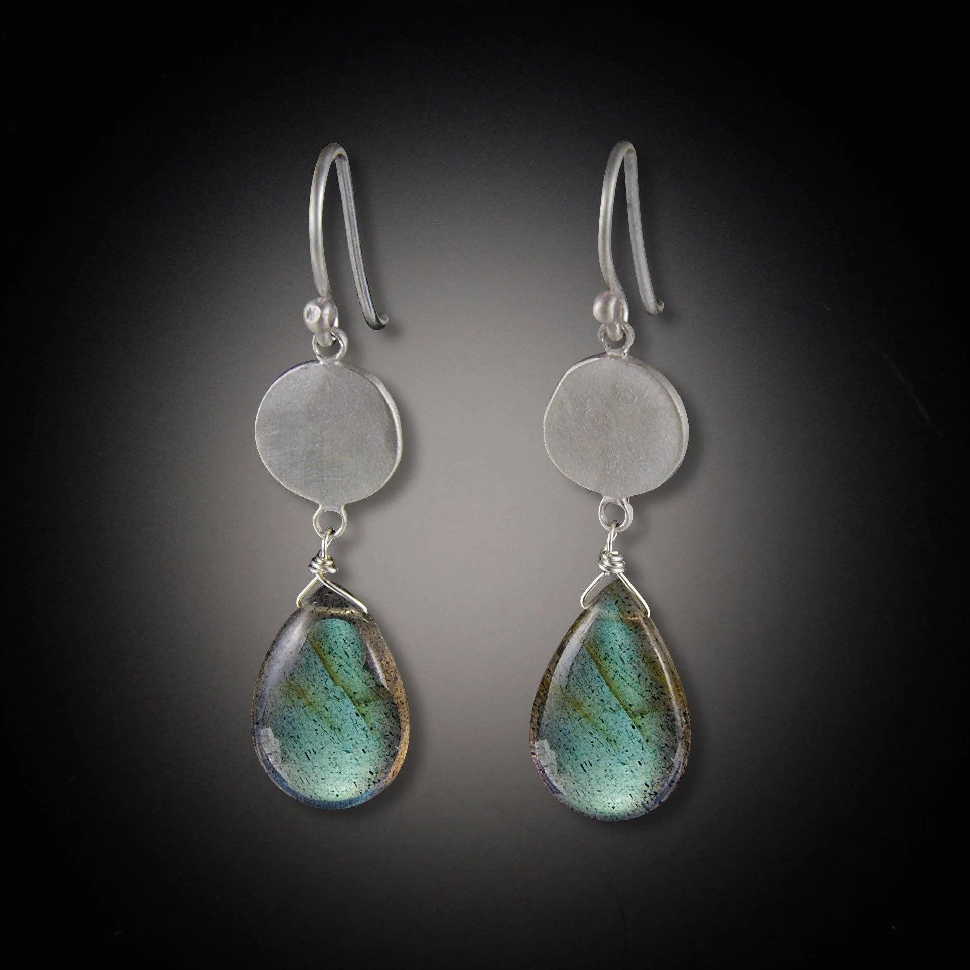 Single Disk with Labradorite Drop Earrings,Jewelry Delicate & Elegant
