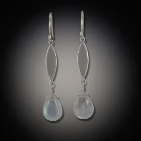 Single Leaf Earrings with Moonstone,Jewelry Delicate & Elegant