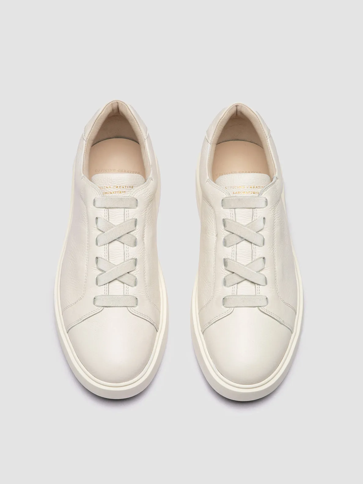 SLOUCH 001 - White Leather Low Top Sneakers,Men