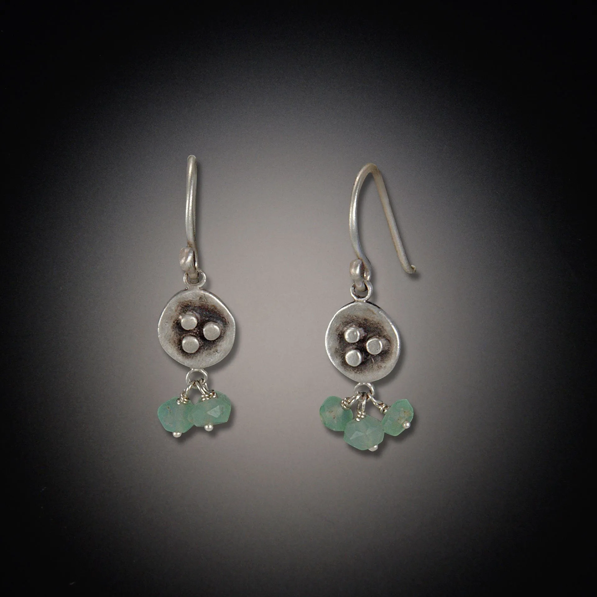 Small Bud Earrings with Chrysoprase Clusters,Jewelry Delicate & Elegant