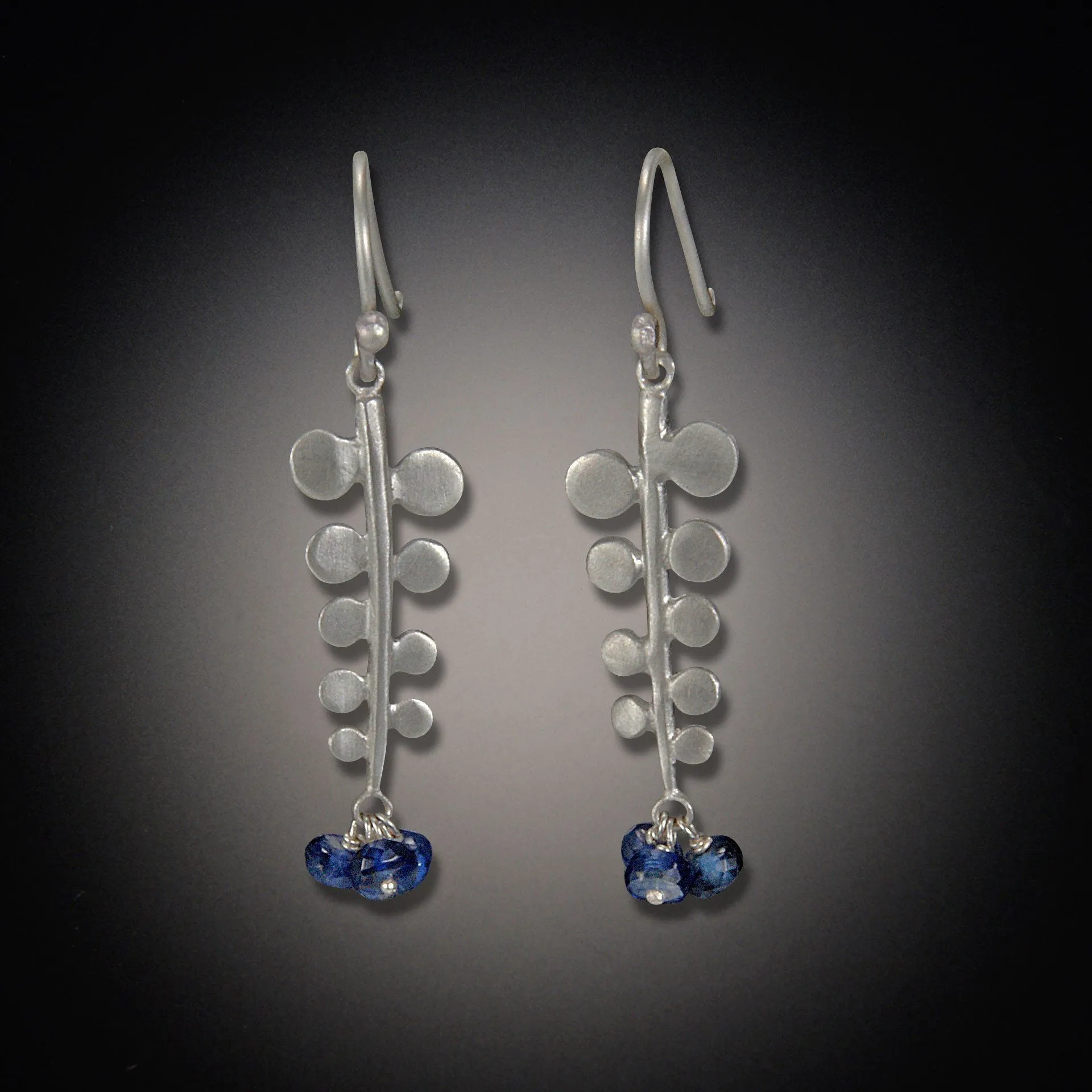 Small Fern Earrings with Kyanite,Jewelry Delicate & Elegant