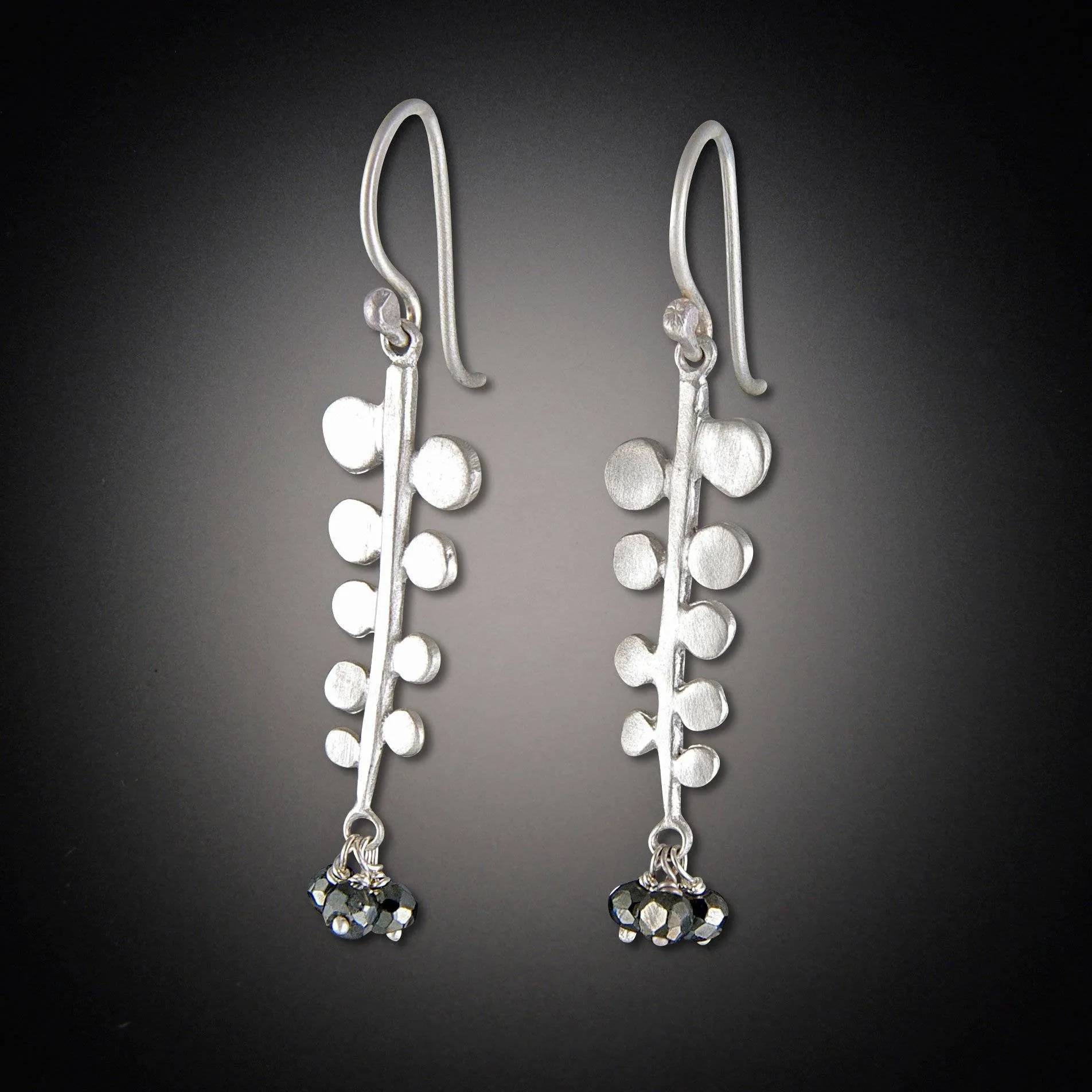 Small Fern Earrings with Pyrite Clusters,Jewelry Delicate & Elegant