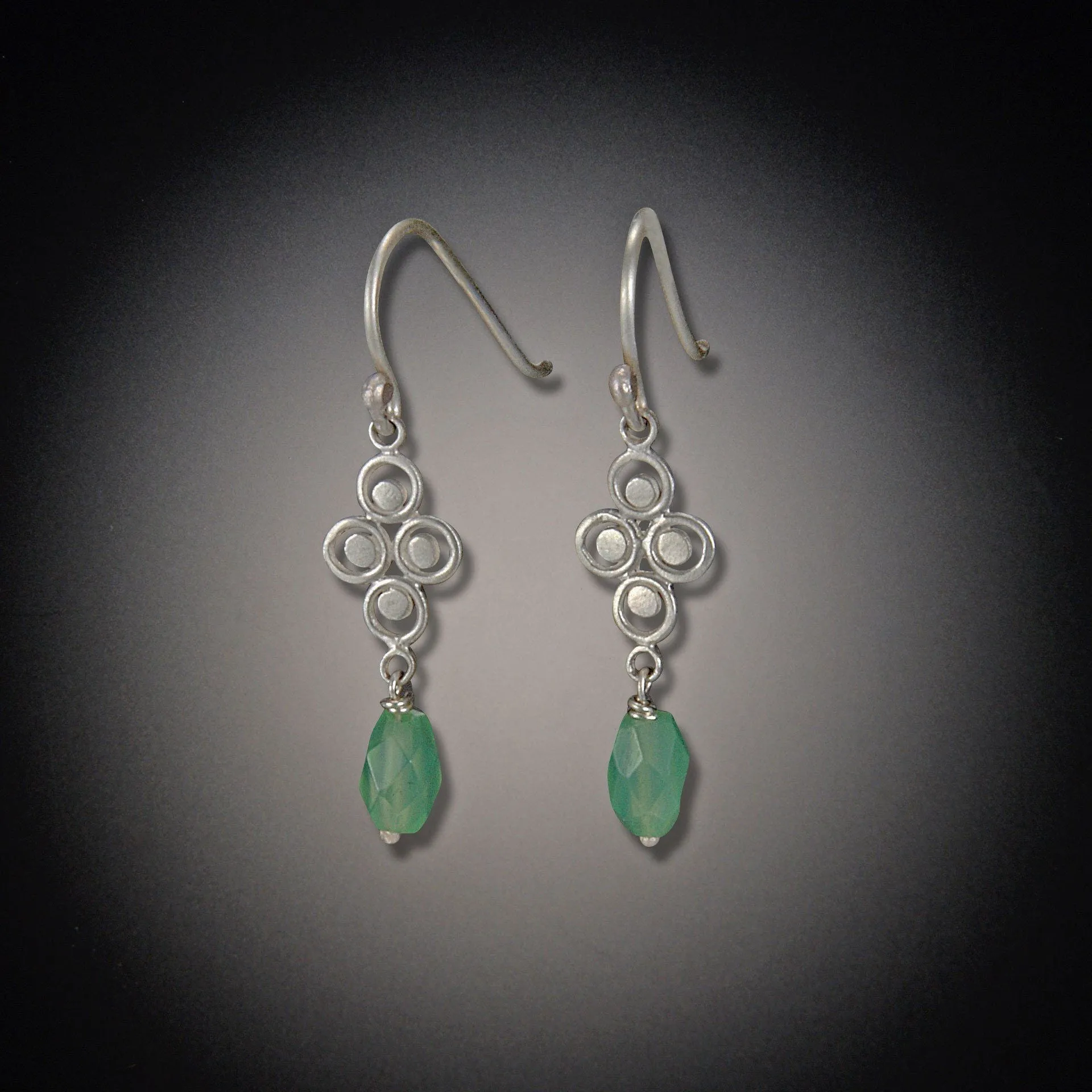 Small Filigree Earrings with Chrysoprase,Jewelry Delicate & Elegant
