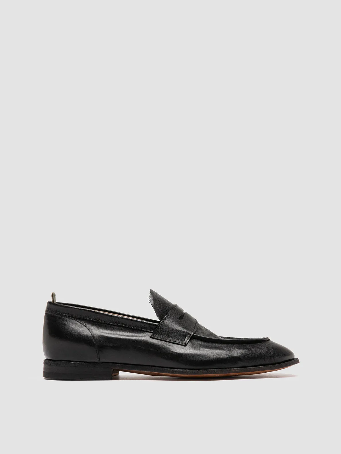 SOLITUDE 001 - Black Leather Penny Loafers,Men