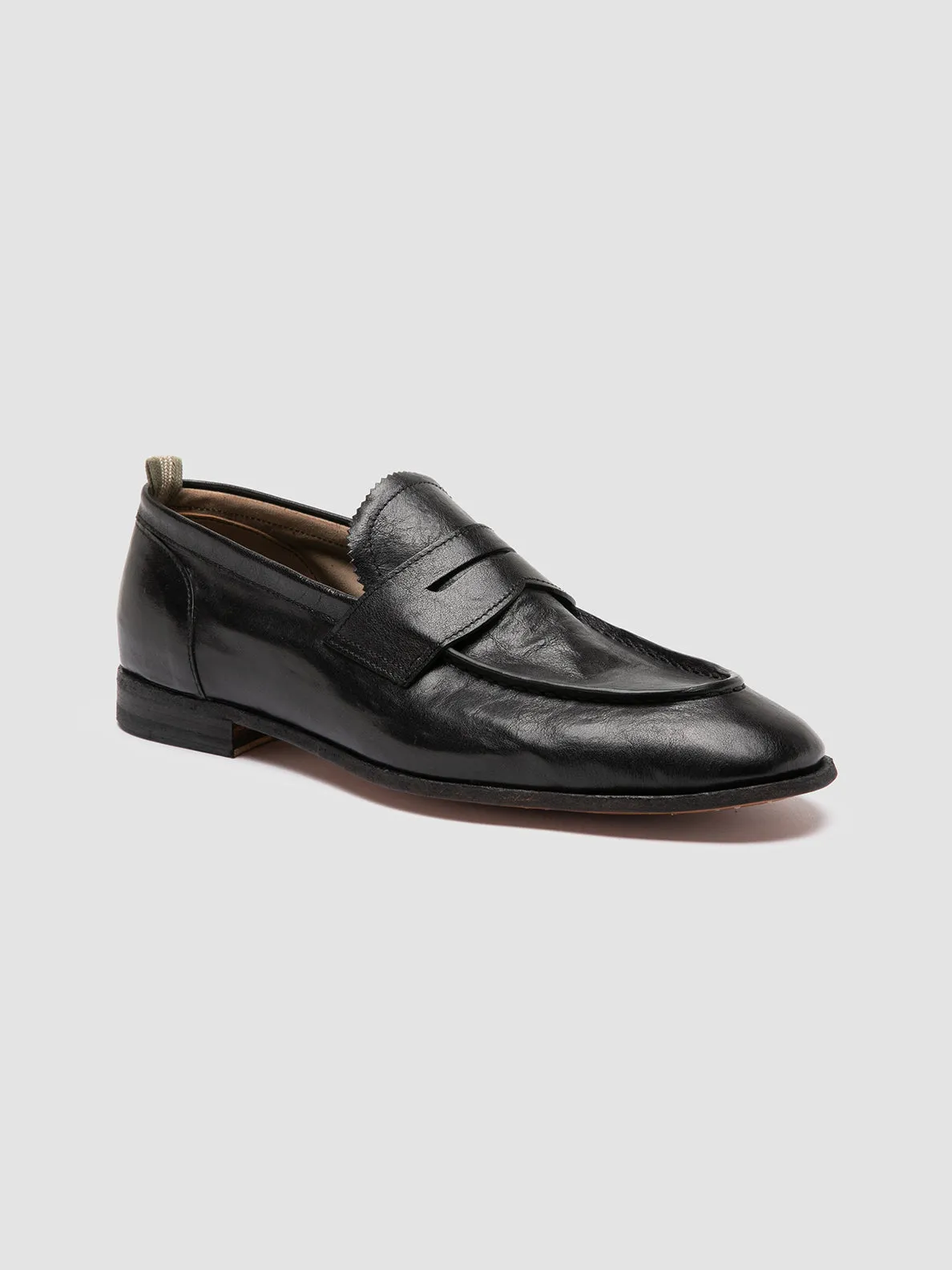 SOLITUDE 001 - Black Leather Penny Loafers,Men