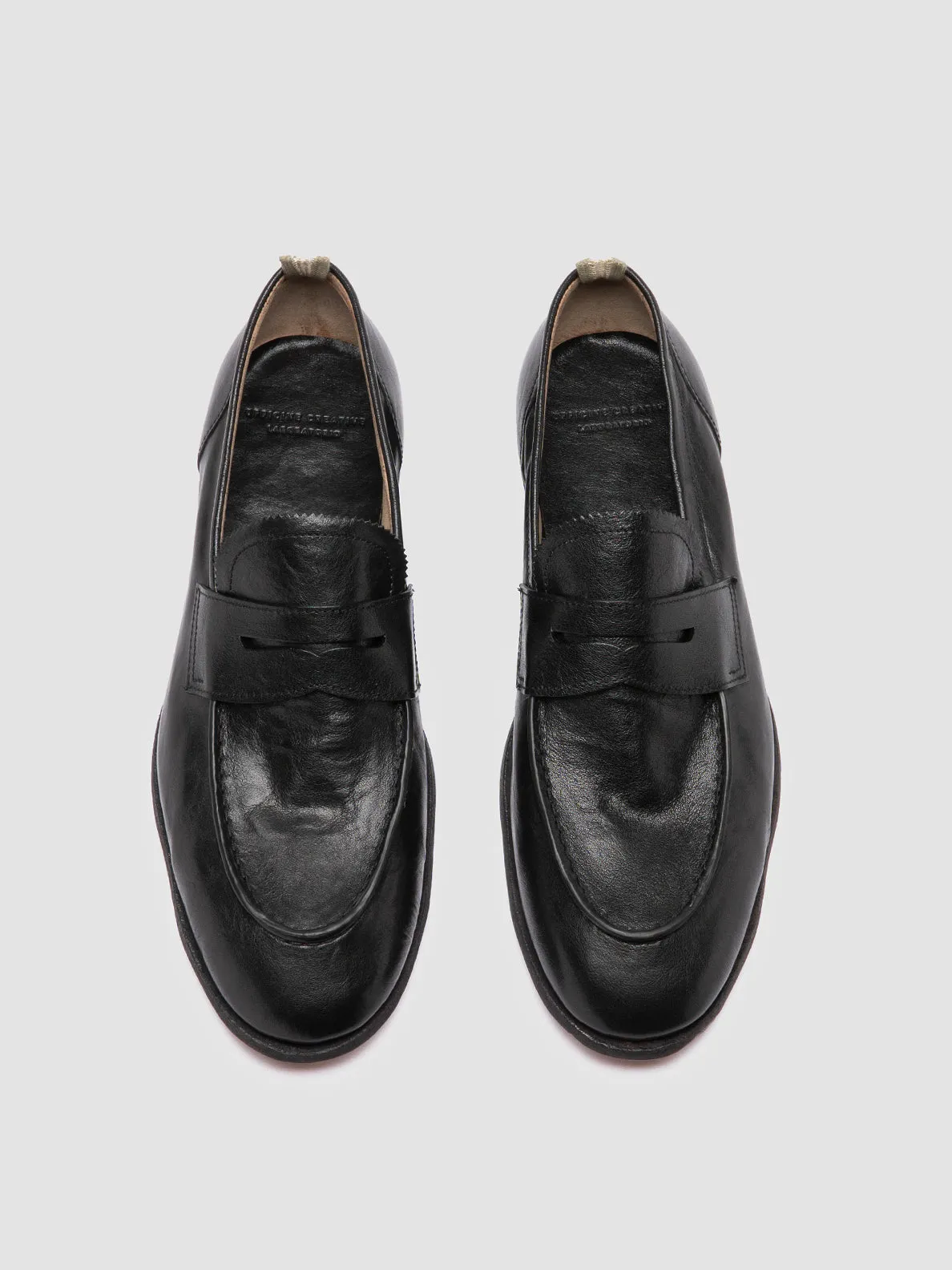 SOLITUDE 001 - Black Leather Penny Loafers,Men
