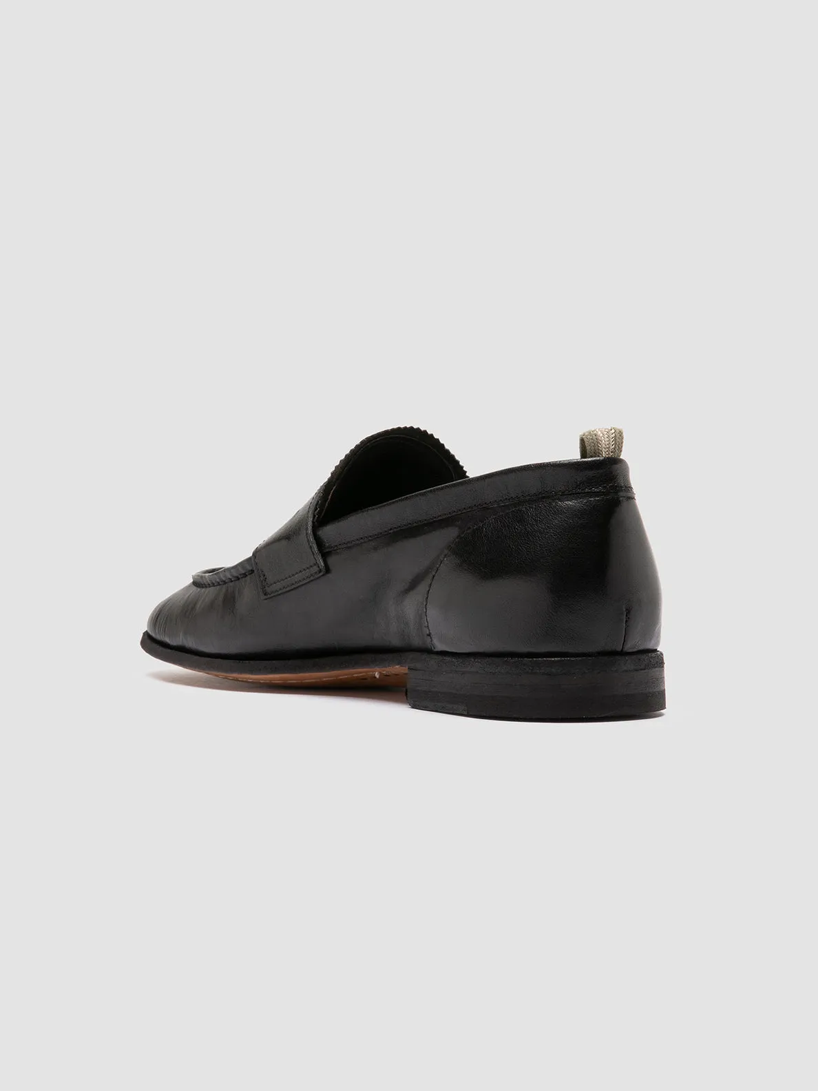 SOLITUDE 001 - Black Leather Penny Loafers,Men
