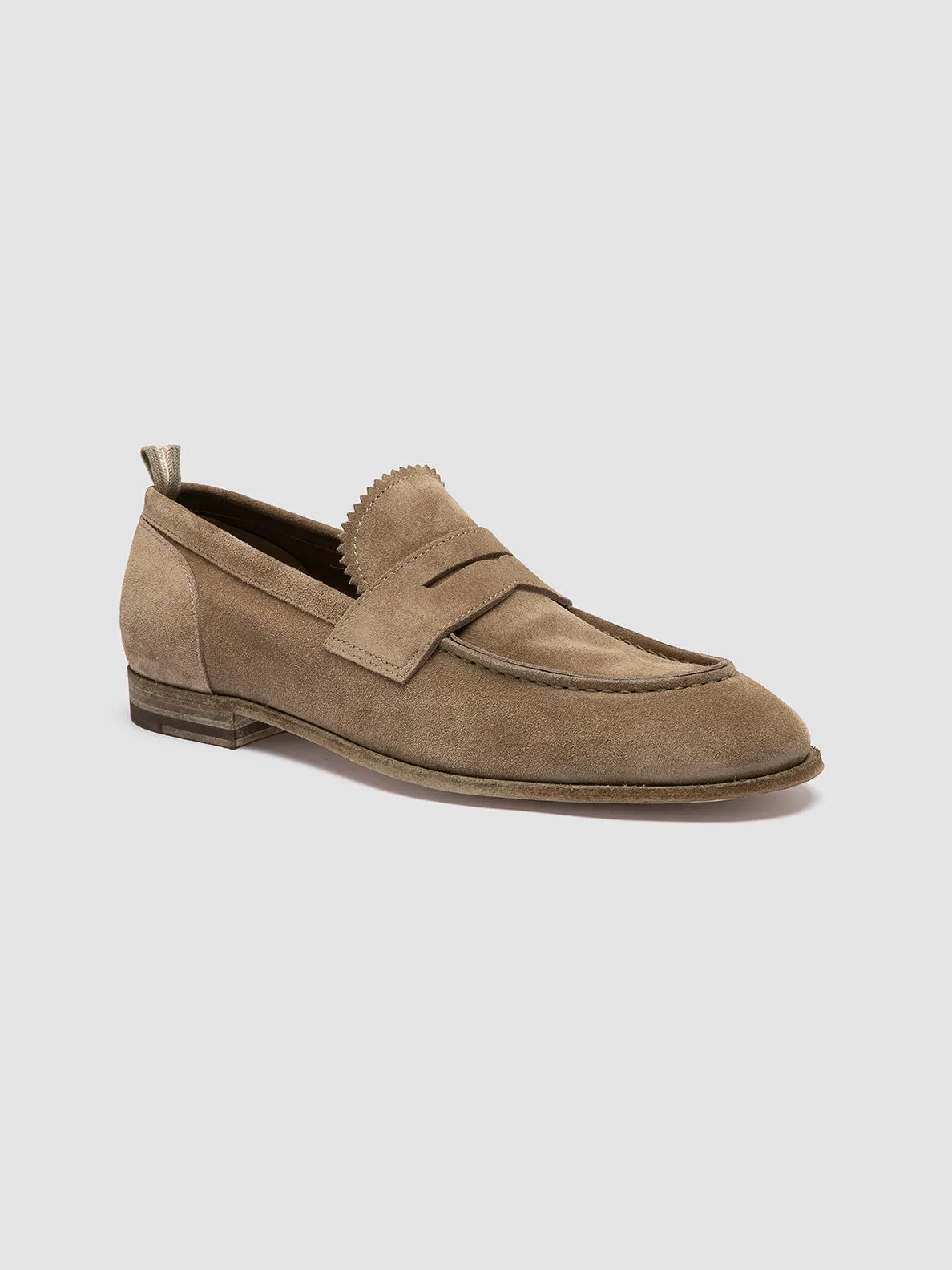 SOLITUDE 001 - Taupe Suede Penny Loafers,Men
