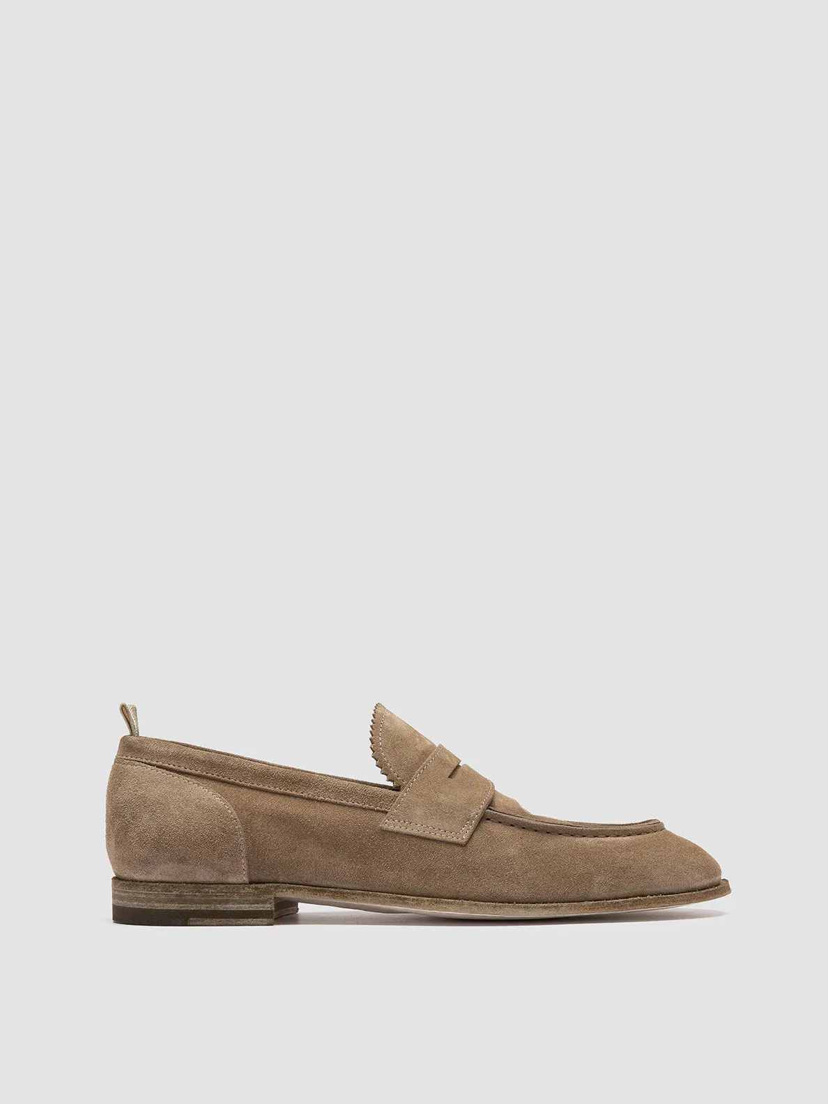 SOLITUDE 001 - Taupe Suede Penny Loafers,Men