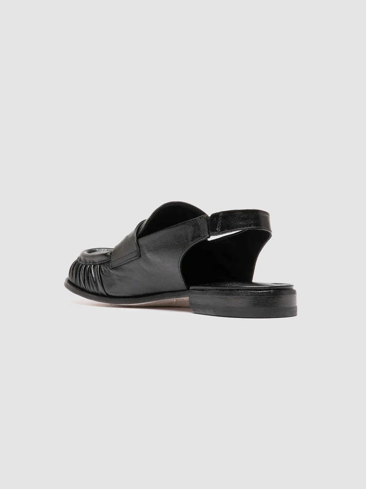 SOLITUDE 102 - Black Leather Slingback Sandals,Women Sandals