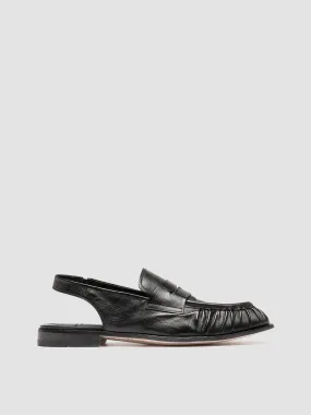 SOLITUDE 102 - Black Leather Slingback Sandals,Women Sandals